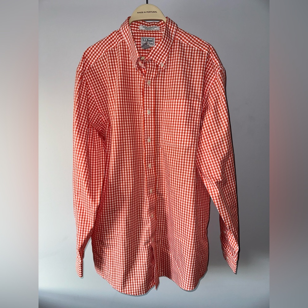 L.L. Bean Men's Orange Checkered Shirt